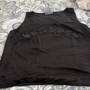 Versace Jeans Collection Black Beaded Script Tank
